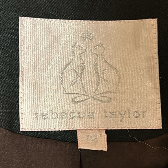 REBECCA TAYLOR Black Wool and Linen Blazer SZ 12 - Picture 8 of 8